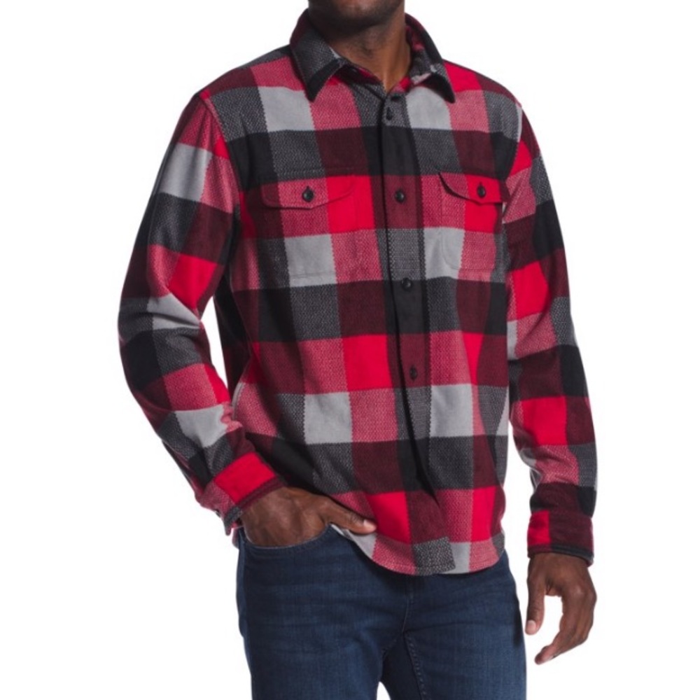 Men’s Flannel Long Shirt Microfleece Plaid Shirt
